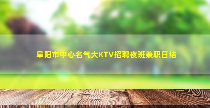 阜阳市中心名气大KTV招聘夜班兼职日结